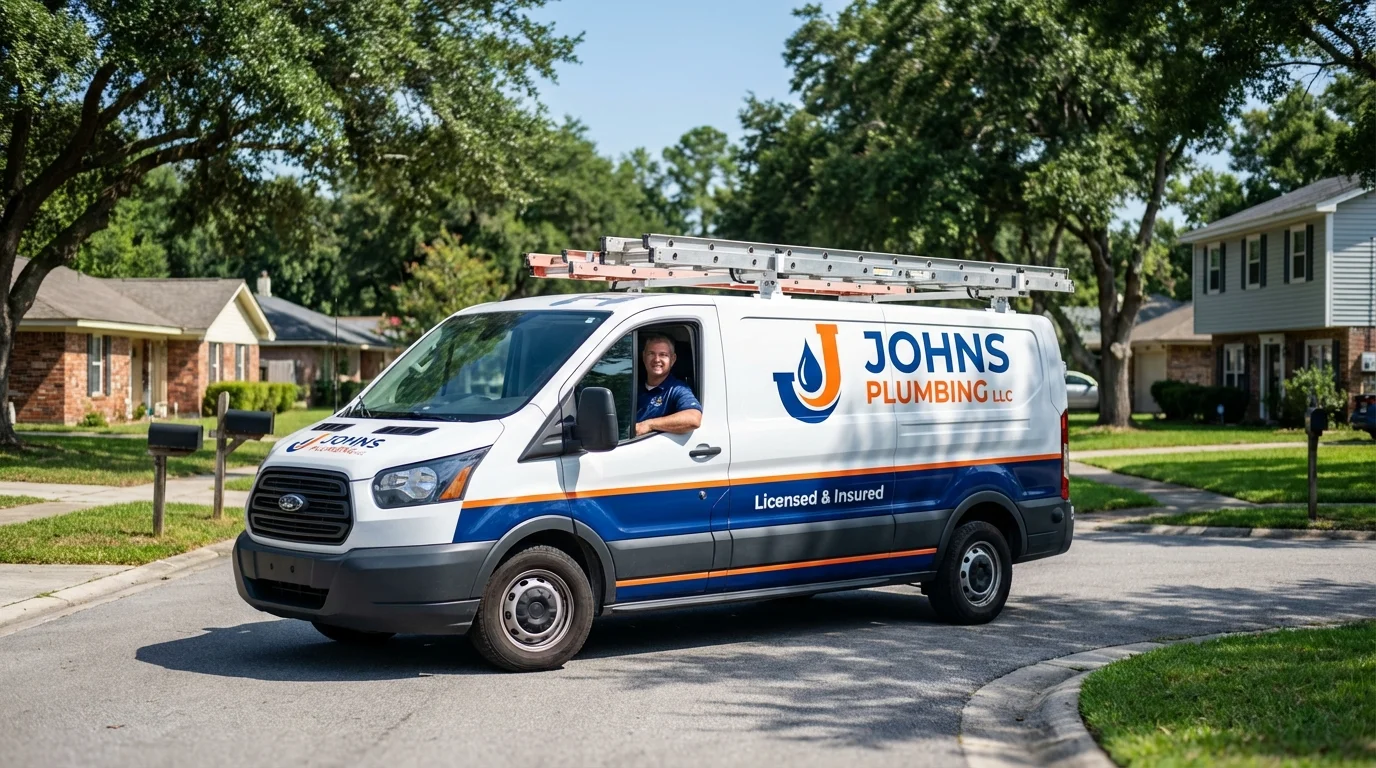 Johns Plumbing LLC service van in New Market, AL